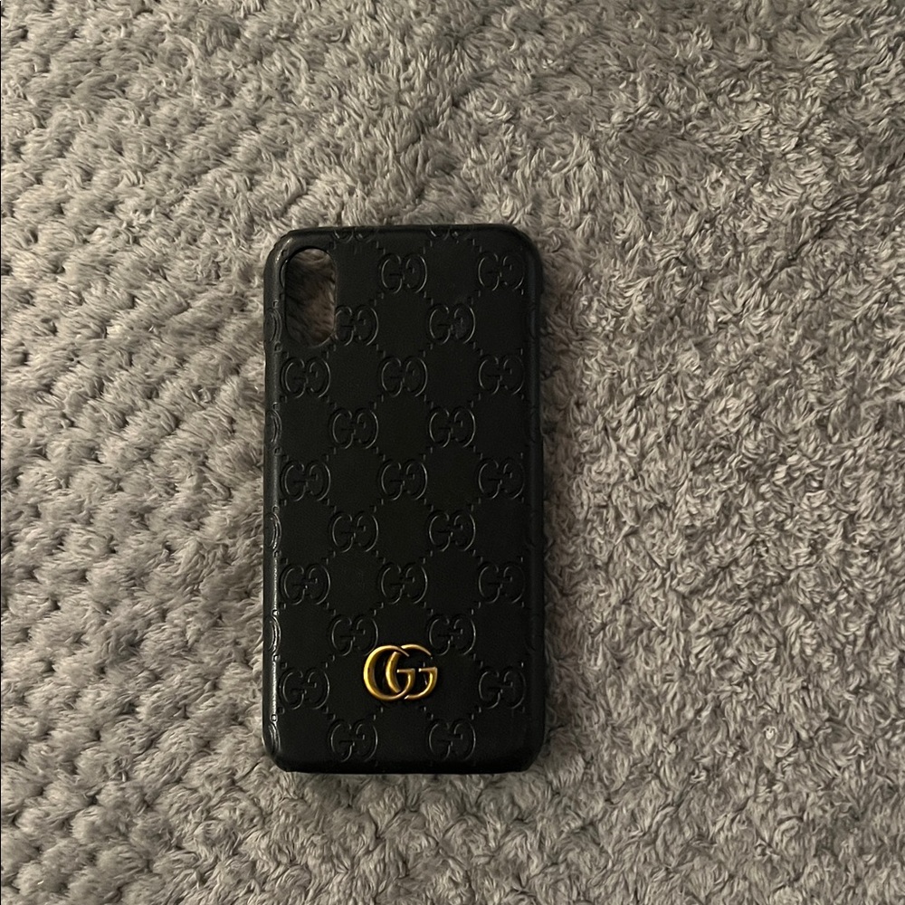 Gucci Black and Gold Embossed Phone Case